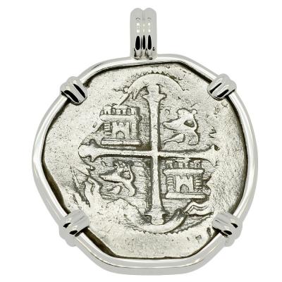 1598-1618 Spanish 4 reales in white gold pendant