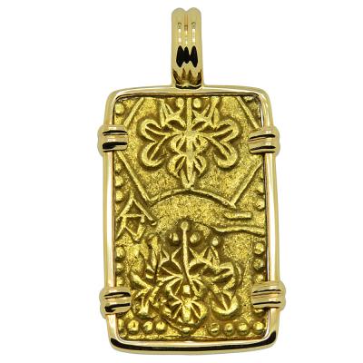 Japanese nibu-kin coin in gold pendant