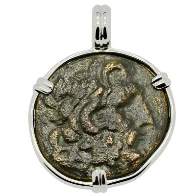 133-27 BC Asclepius coin in white gold pendant