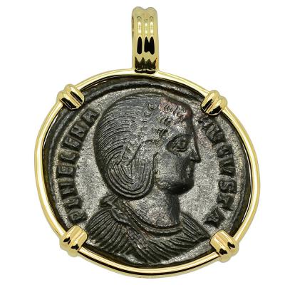AD 324–329 Saint Helena coin in gold pendant