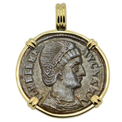 AD 327–328 Saint Helena coin in gold pendant