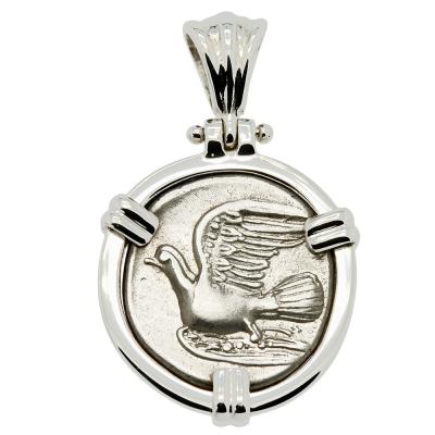 330-280 BC Dove coin in white gold pendant