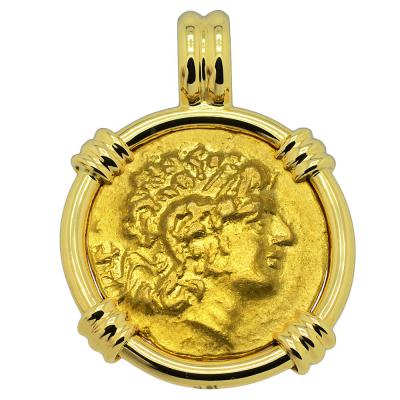 88-86 BC Alexander the Great stater in 18k gold pendant