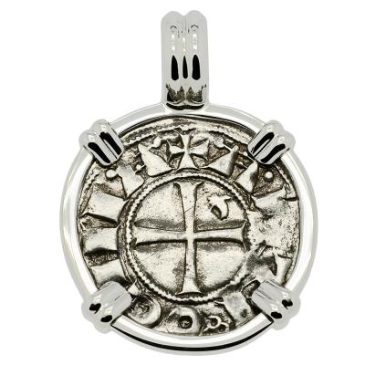 1163-1188 Antioch Crusader coin in white gold pendant