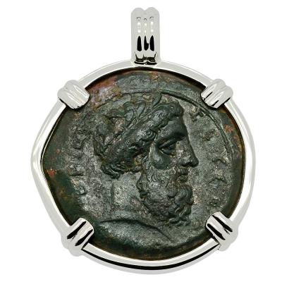 357-354 BC Zeus coin in white gold pendant