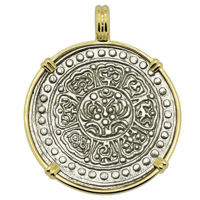 Lotus flower and 8 Buddhist Lucky Symbols