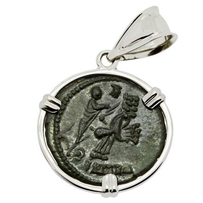 Constantine Hand of God coin in white gold pendant