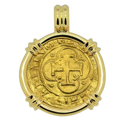 1516-1556 Johanna and Charles escudo gold pendant