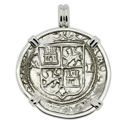 1548-1553 Spanish coin in white gold pendant
