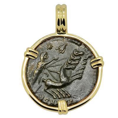Constantine Hand of God coin in gold pendant