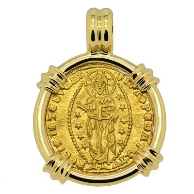 1343-1354 Jesus Christ ducat in gold pendant