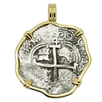 1696 Spanish 4 reales in gold pendant