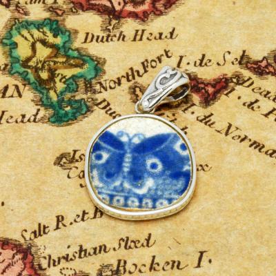 British Shipwreck Pottery in silver pendant