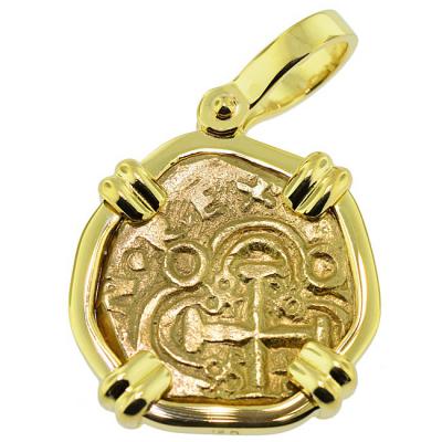 SOLD Spanish 1715 Fleet Shipwreck Doubloon Pendant; Please Explore Our Gold Coin Pendants For Similar Items.