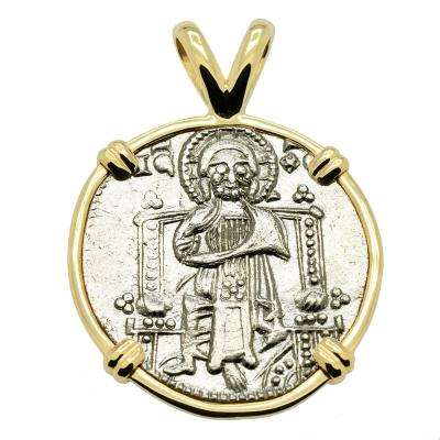 Venice 1339 - 1342 Jesus Christ coin in gold pendant