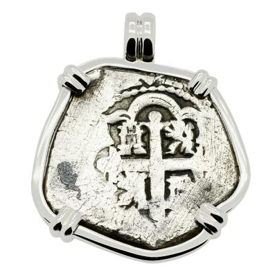 Dutch Rooswijk Shipwreck coin in white gold pendant