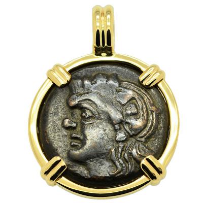 310 - 304 BC Pan bronze coin in gold pendant