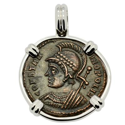 AD 332-333 Constantinopolis coin in white gold pendant
