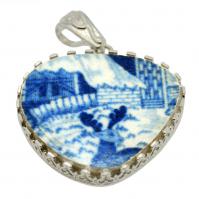 British Pottery Artifact in silver pendant, (1800 - 1820) Eastern Caribbean Sea Shipwreck. 