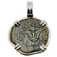 Holy Land 103-76 BC, Biblical Widow’s Mite in 14k white gold pendant. 