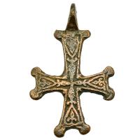 Byzantine Empire 9th-12th century, bronze cross pendant.