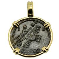 Roman Alexandria AD 337-340, Constantine the Great follis in 14k gold pendant.