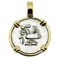 Hindu Cambodian Hamsa Bird 1 Fuang, circa 1847 in 14k gold pendant.