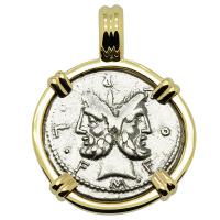 SOLD Janus and Roma Denarius Pendant. Please Explore Our Roman Category For Similar Items.    