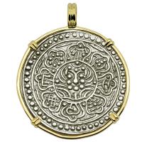 Buddhist Tibetan 1850-1880's, Ga-Den Tanka in 14k gold pendant.