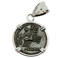 Roman Alexandria AD 337-340, Constantine the Great follis in 14k white gold pendant.