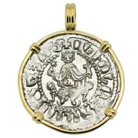 Armenia 1198-1219, King Levon the Magnificent tram in 14k gold pendant.