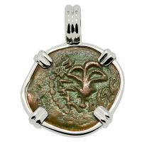 Holy Land 104-76 BC, Biblical Widow’s Mite in 14k white gold pendant. 