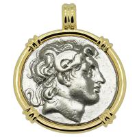 Greek 297-281 BC, Alexander the Great and Athena tetradrachm in 14k gold pendant.