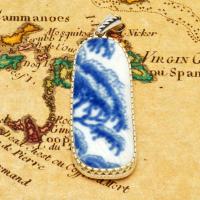 British Pottery Artifact in silver pendant, (1800 - 1820) Eastern Caribbean Sea Shipwreck. 