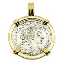 Italian Luigino dated 1667 in 14k gold pendant, 1667 merchantman shipwreck Gela Sicily.