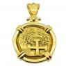 1730-1744 Spanish Bogota 2 escudos in 18k gold pendant