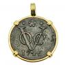 1746 Dutch VOC coin gold pendant
