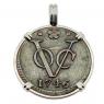 1746 Dutch East Indies Company coin in white gold pendant