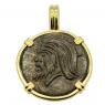 325 - 310 BC Pan bronze coin in gold pendant