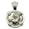 386-338 BC Lion hemidrachm in white gold pendant