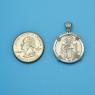 Pendant size next to a Quarter