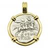 147 BC Dioscuri on horseback coin in gold pendant