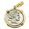 75 BC Liber denarius in gold pendant