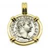 AD 102 Trajan denarius in gold pendant