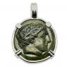 359-336 BC Philip II Apollo bronze coin in white gold pendant