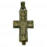 Byzantine Empire 10th-12th century, Jesus Christ and Virgin Mary Enkolpion bronze cross pendant.
