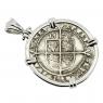 English 1576, Elizabeth I sixpence in 14k white gold pendant.