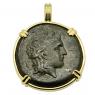 Mamertines 288-278 BC, Zeus coin in gold pendant.