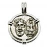 Gemini Twins of Istros coin in white gold pendant.