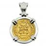 1720 Portuguese 400 Reis Coin in white gold pendant.